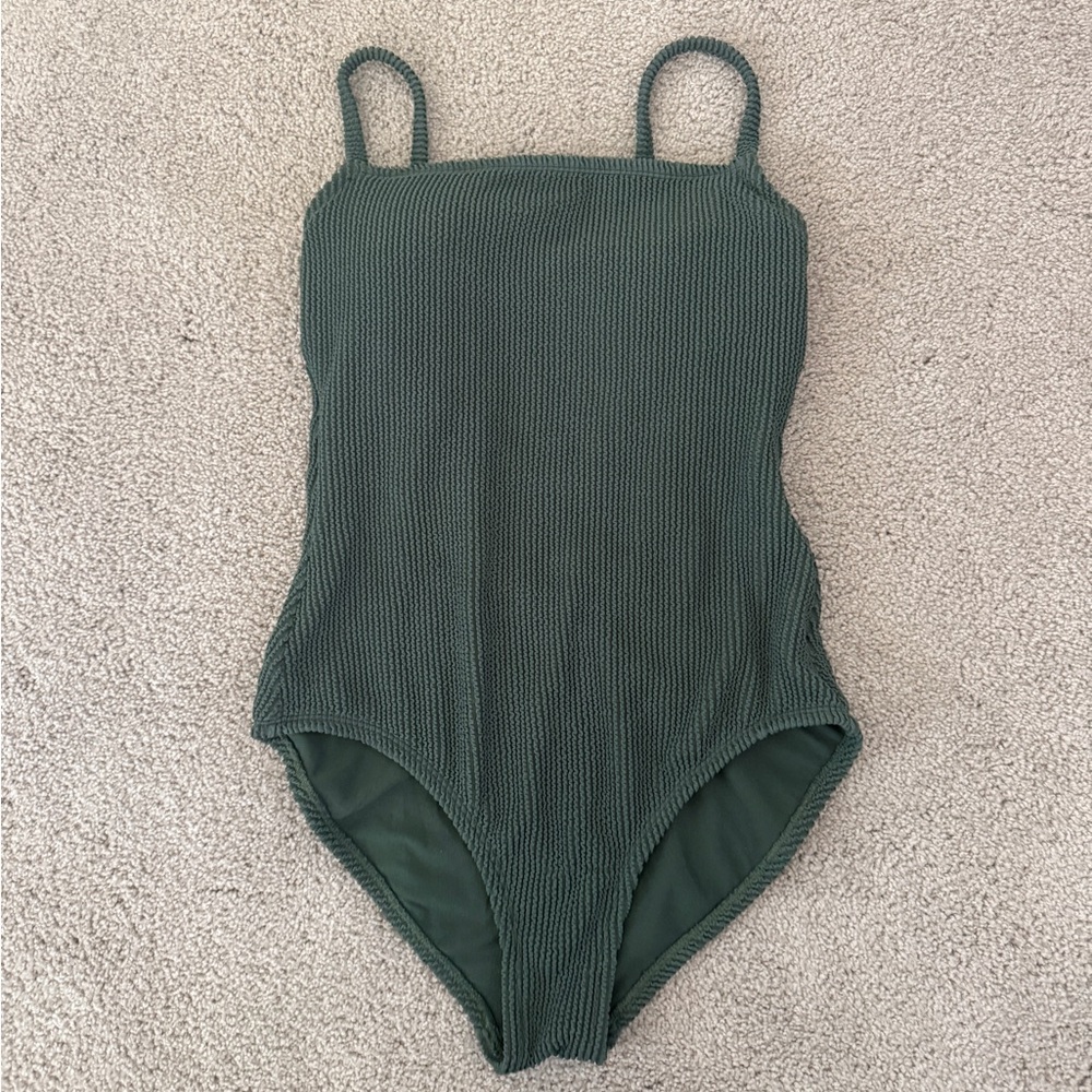 Kona Sol Green Textured One-Piece Swimsuit